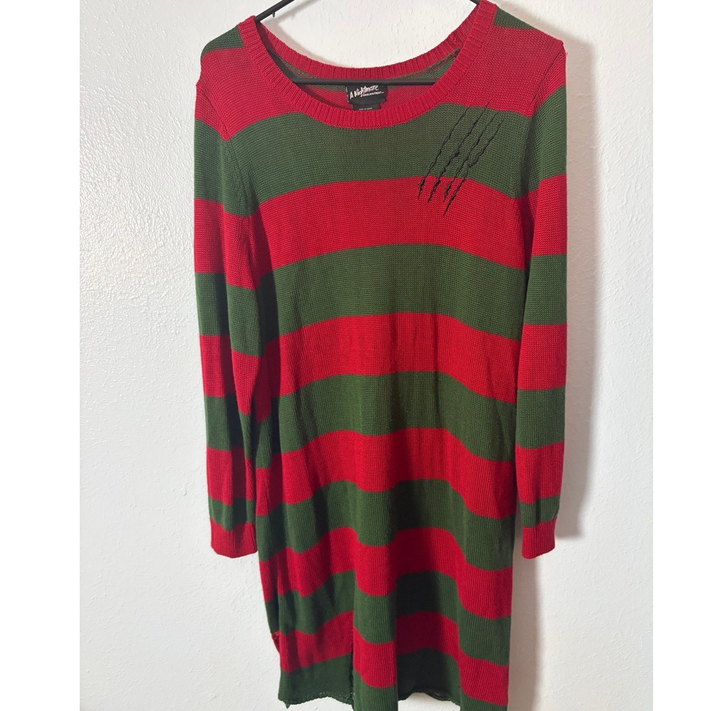 A Nightmare on Elm Street Freddy Krueger Striped Sweater Dress Sz 1 Halloween